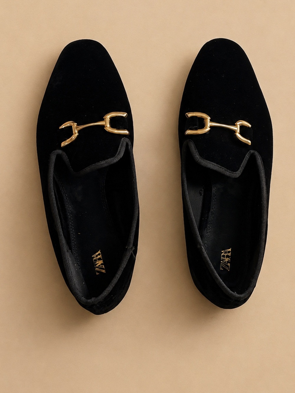 ZARA Velvet Embellished Loafers